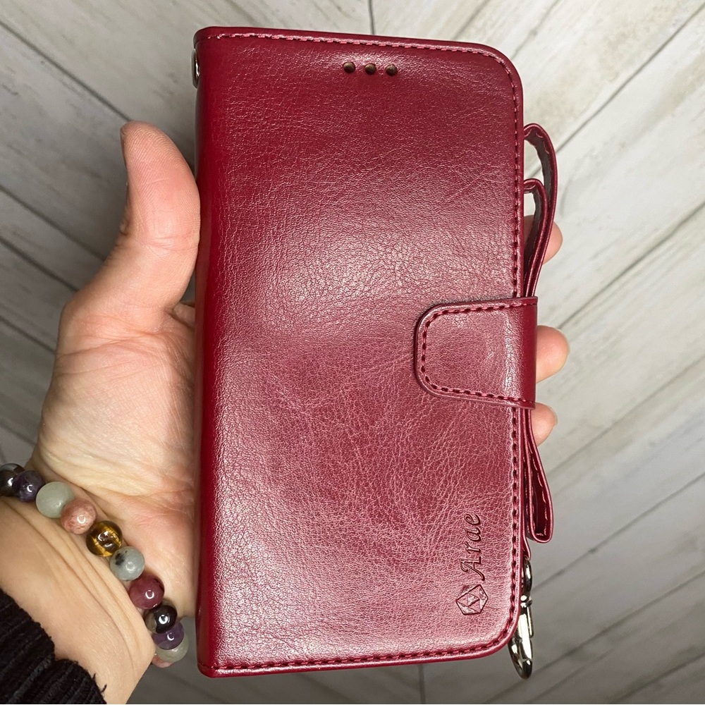 Arae Red Leather Phone Wallet Case iPhone 11